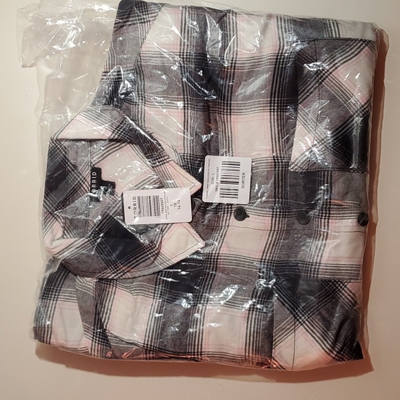 ❤NWT VINTAGE TORRID FLANNEL SHIRT - MUSHROOM PLAID - BUTTONS - DROP SHOULDER - Picture 7 of 13